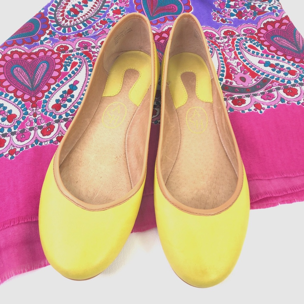 Ash Instinct Soft Leather Ballerina Flat, Lemon
